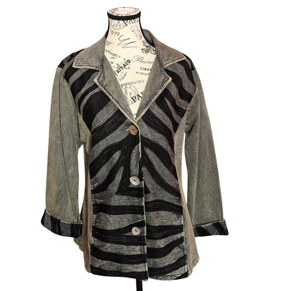 Parsley & Sage cotton boho casual button front jacket cardigan washed out L